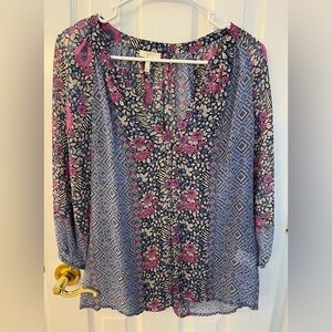 Joie Blue and Pink Floral Blouse